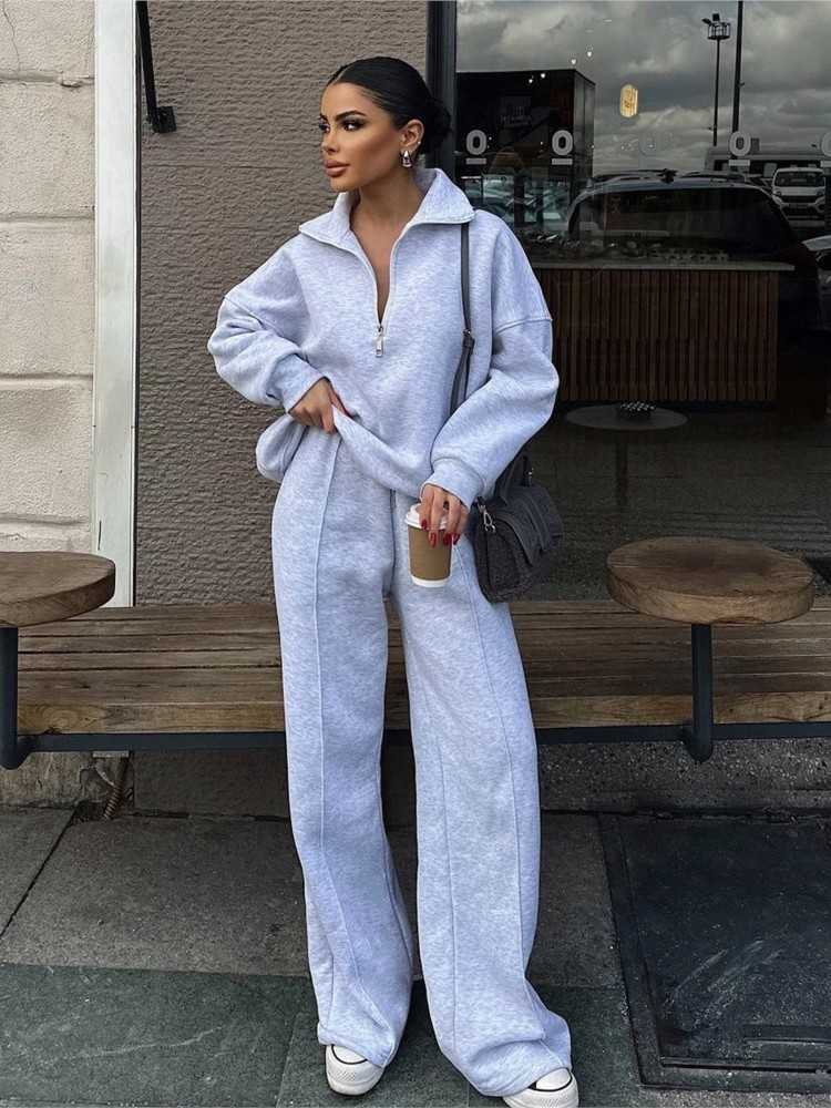 Winter 2025 Casual New In Matching Sets 2 Pieces Set Wo Two Piece Outfits Women's Clothing Solid Color Pullover Long Slves S2609161R0H