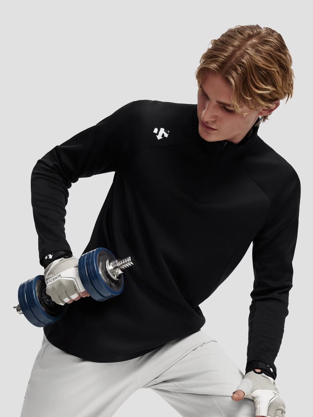Light luxury fashion long sleeved half zipper close fitting warm knit sweater casual versatile sports hoodie men's daily training outfit