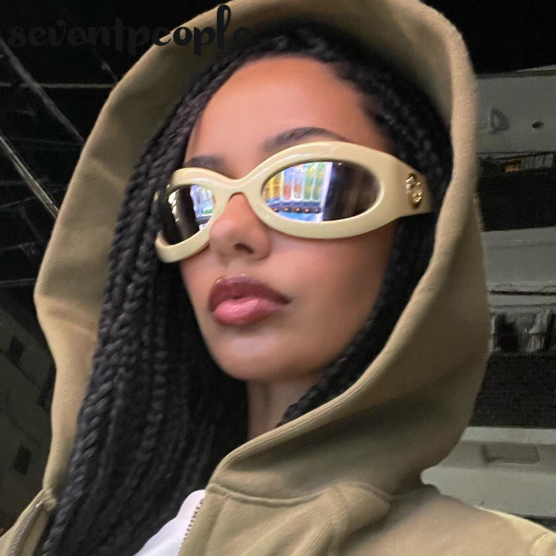 Wrap Around Oval Sunglasses Women Men 2026 Luxury Brand Designer Steampunk Sun Glasses for Male New Fashion Y2K Sunglass Female J260916