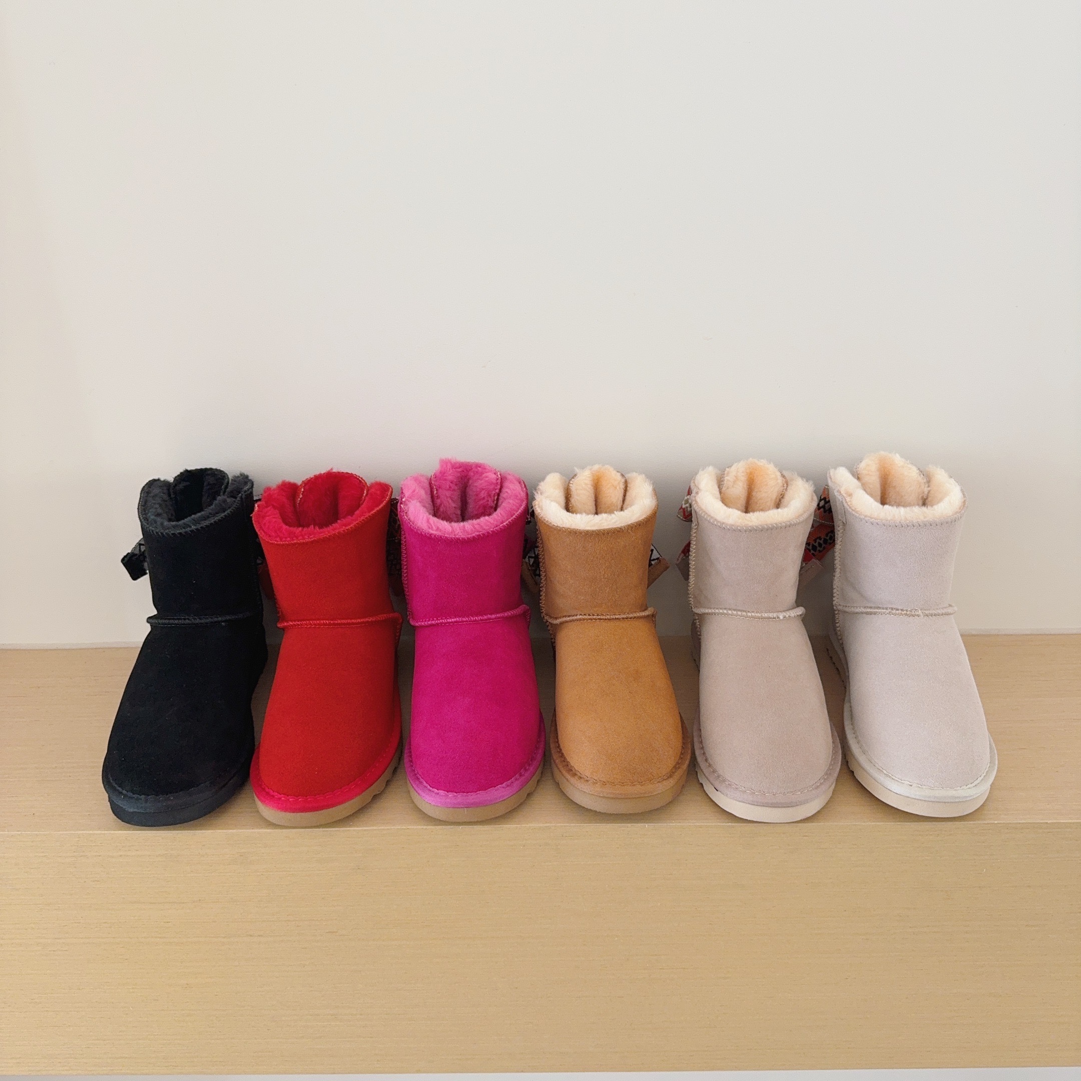Girls Ladies Short Winter Snow Boots printed snow boots back ribbon bow boots Two Styles, Non-slip Sole Outdoor Warm Boots For Kids Women Men Size 2