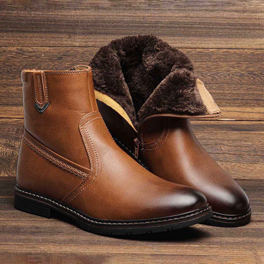 Ankle Boots Vintage Men Winter Warm Men's Winter Shoes designer shoes Zipper Ankle Business Boots winter Boots men D260916
