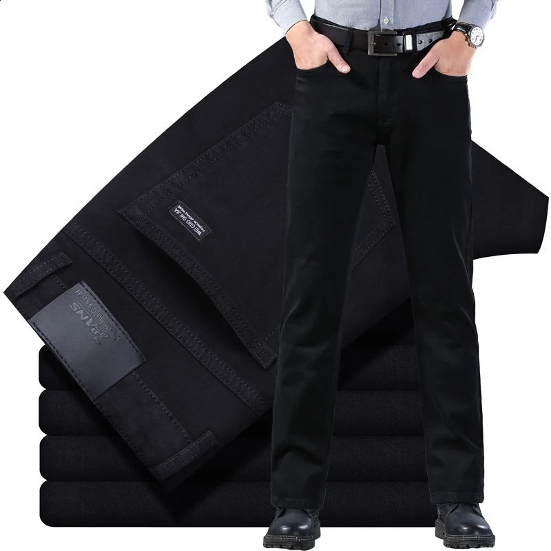Men's classic high-end fashion versatile jeans soft and slightly elastic black business denim pants stylish upper body 260916