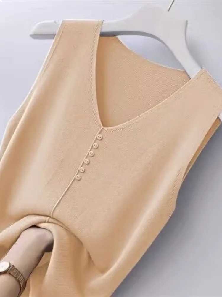 Women's Tank Top Silk Summer V-neck Wide Shoulder Strap Color Knitted Shirt Sleeveless Top Student Ice Silk VestW260915