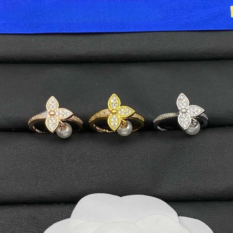 Band Plain Ring Letter Diamond Ring Women Gift wedding High Quality Gold For Lady Elegant Band Rings With Box Solid S2609167N1I