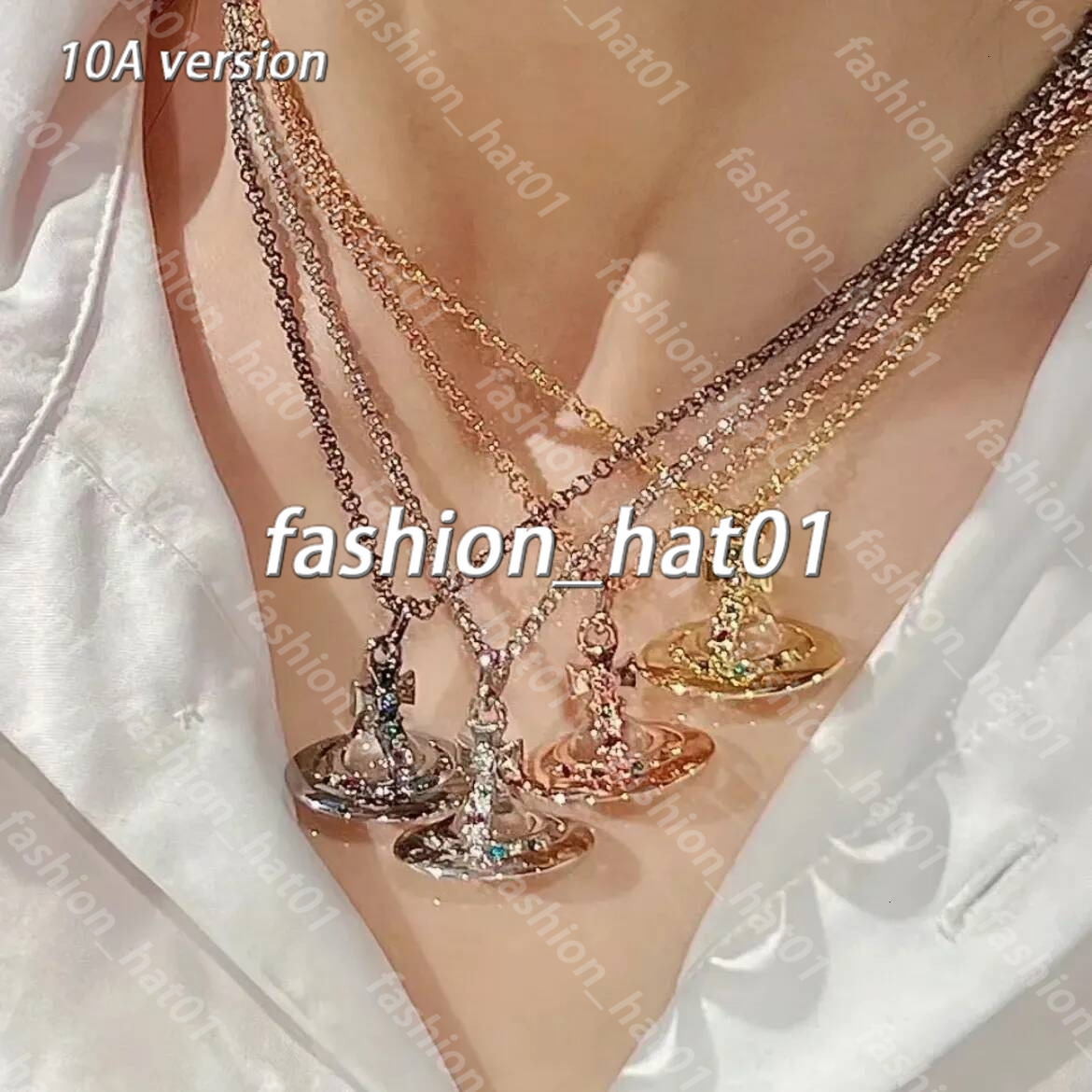2026 AAA hot sales Designer Vivienes Highquality Queen Mother Mediumsized Threedimensional Glass Bead Planet Necklace Unisex Punkstyl Viviane Neckla