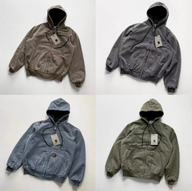 Men s Designer Hooded Work Jacket High Street HipHop Washed Zip Up Loose Windbreaker Outerwear For Street Outdoor Daily Wear