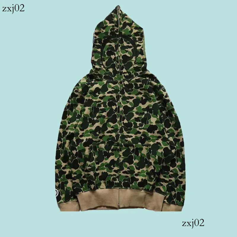 Hoodies Men Designer High Quality Classic Zip Hoody Shark Jacket Camo Streetwear Camouflage Letter Print Sweatshirt Cotton Pullover Hoodies D46