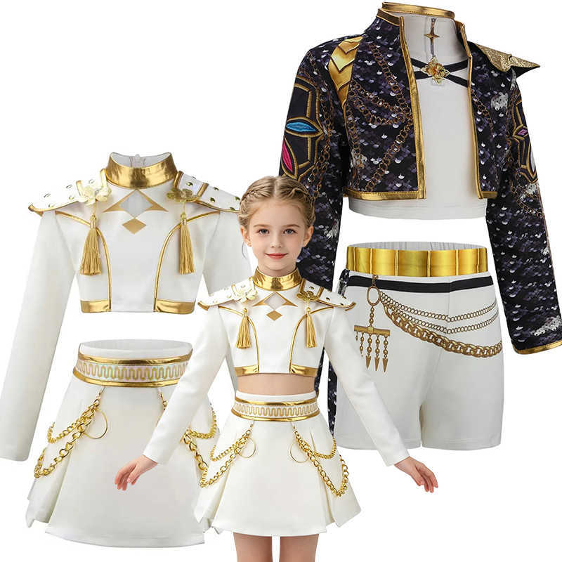 Music Kids Dance Performance Costume Trendy Hip Hop Style Set for Kids Girls Stage Jacket and Shorts Sets 2-15T S260916H3GG