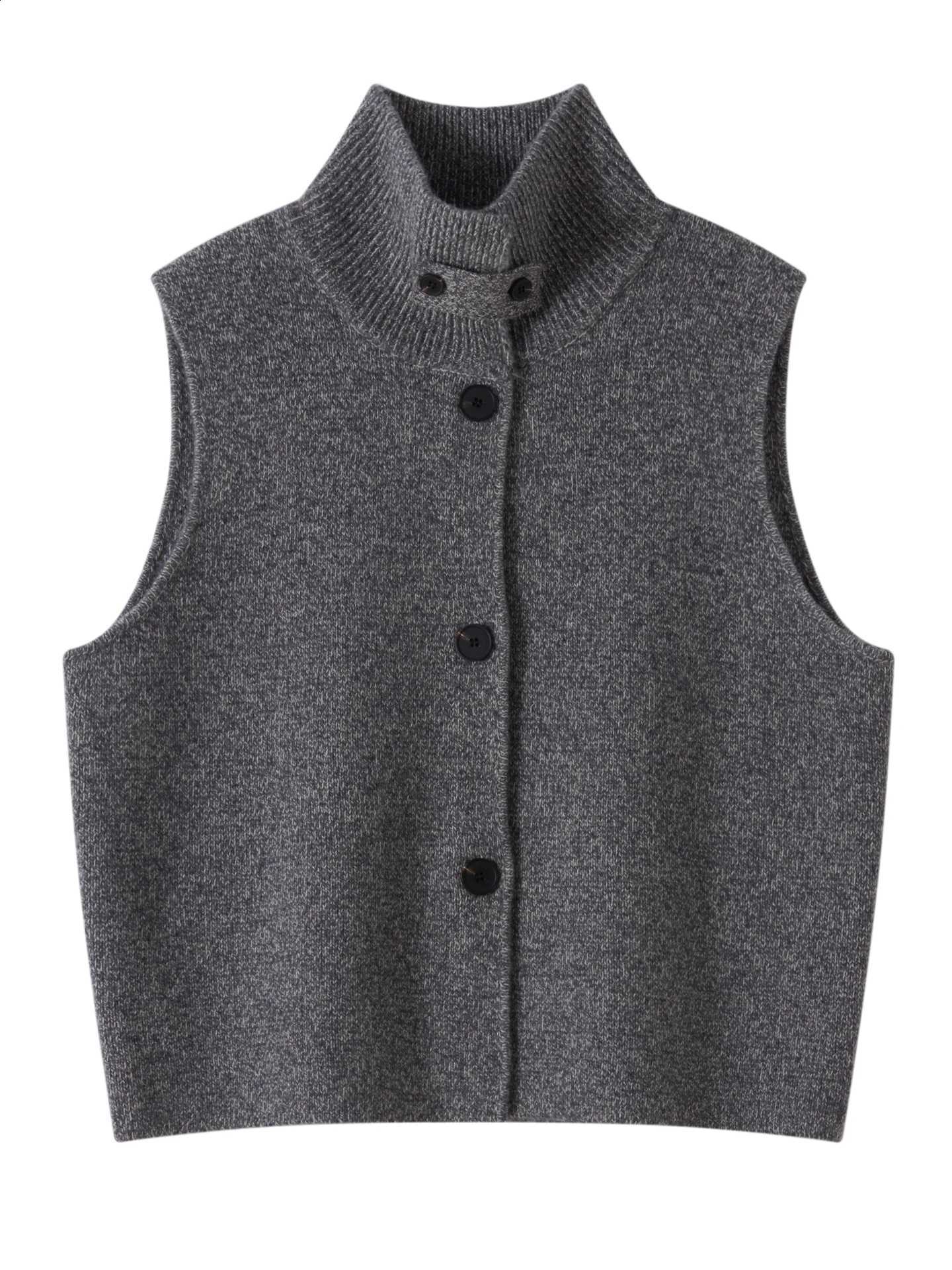 Fashion Woman 100% Merino New Wool Sweater Vest Elegant Autumn Winter Thick Knitted Cardigan Fancy Yarn Sleeveless Clothes TopsW260915