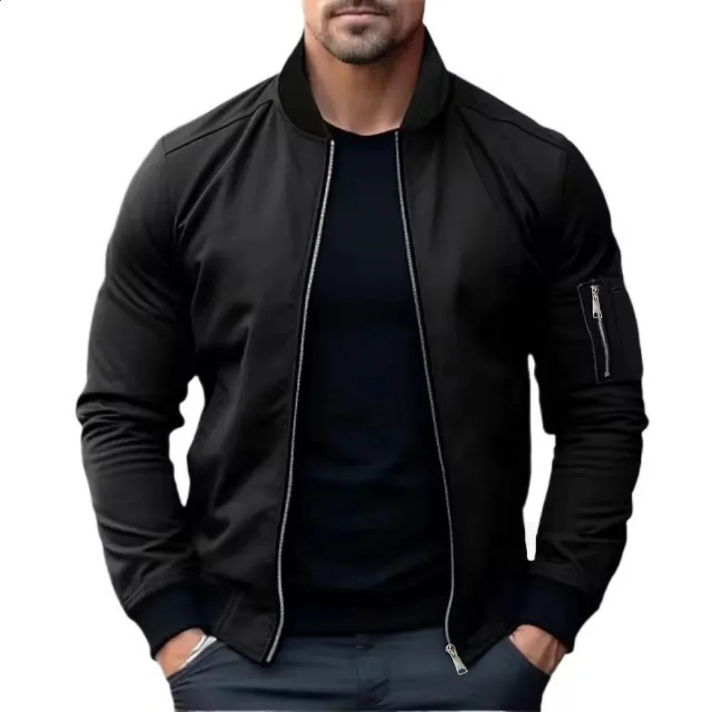 Jackets for Men Solid Color Bomber Jacket Coat Business Male Coats Windbreaker Mens Zipper Korean Basic Streetwear Tops 260916