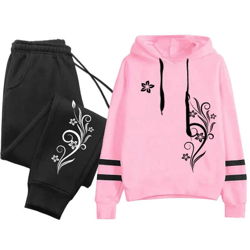 Women Quty Tracksuit Daily Outdoor Autumn Winter Hoodies Casual Single Piece Stripe Sweatshirt and Sweatpants Comfort Jogging S2609168PI5