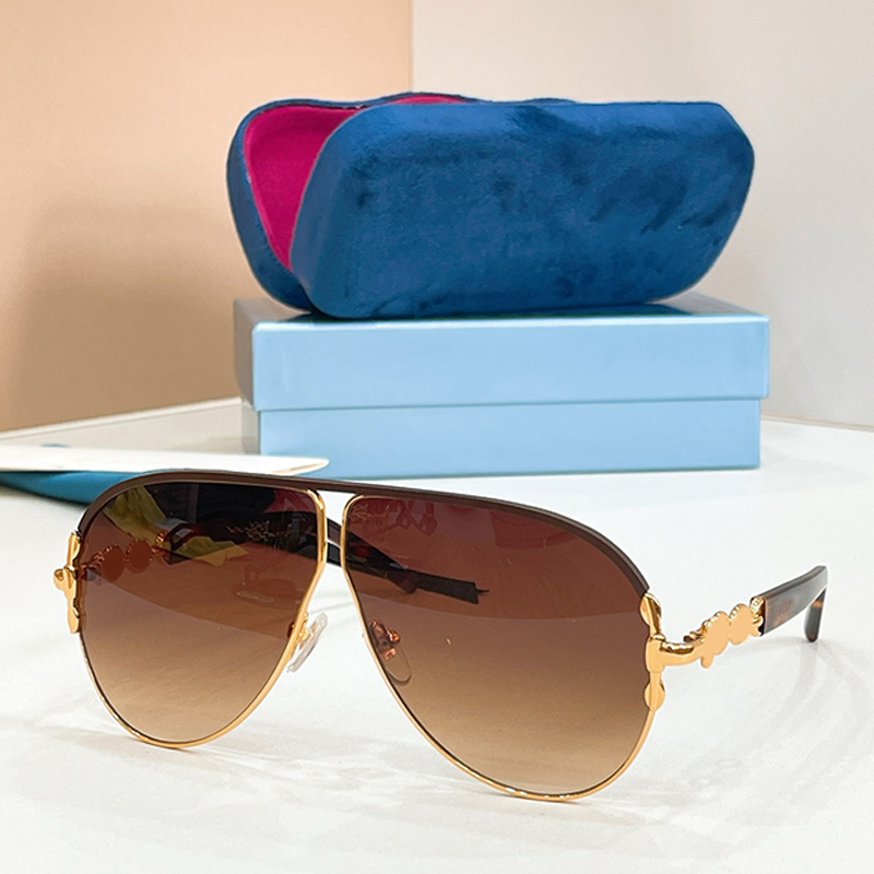 2307 Oversized Navigator Sunglasses Womens Designer Luxury Gold Metal Frame Oval Eyeglass Sporty Style Mens Womans Summer Beach Driving Pilot Sungla