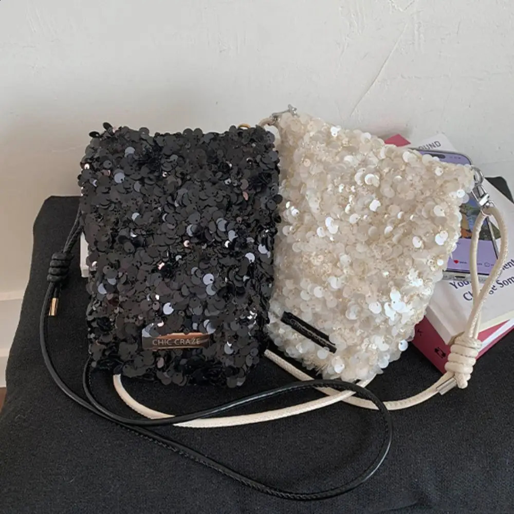 Casual Blingbling Sequin Crossbody Bag Cute Handbag Glitter Bag Large Capacity Cloth Messenger Bag Travel 260916