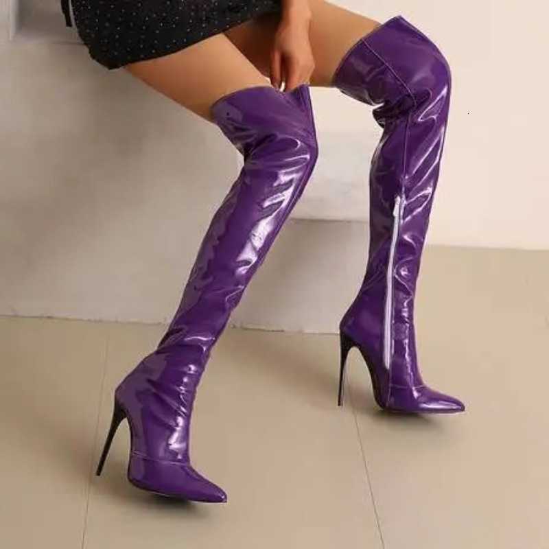 New Winter Autumn Style and fashion High-heeled Women's Long Boots Sharp Toe Sexy Party Over The Knee Boots High 12cm Size 35-48 D260916