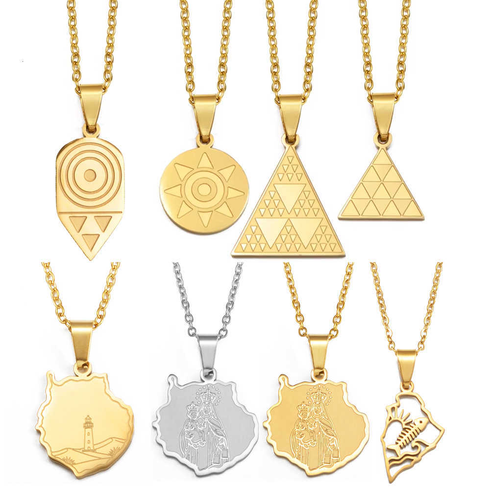 Spain Pintadera Canaria Traditional Ethnic Symbols Pendant Necklaces For Woman Jewelry #612062T260916