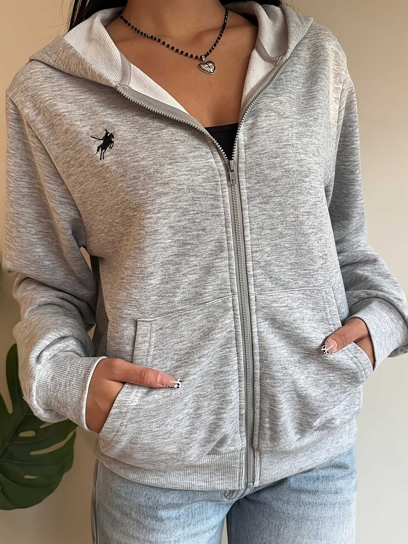 Women's Elegant Directed Autumn Winter New Knight Embroidery Print Long Sleeve Hooded Fashion Open CardiganT260916