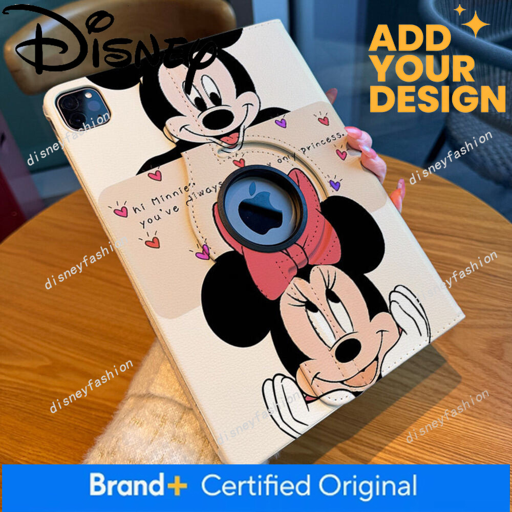 Mickey and Minnie Suitable for Apple iPad 11 Protective 360-Degree Rotating Leather 2026 Model Air8/7/6 Tablet Pro11/13 Pen Slot 11Th A16 Female Min