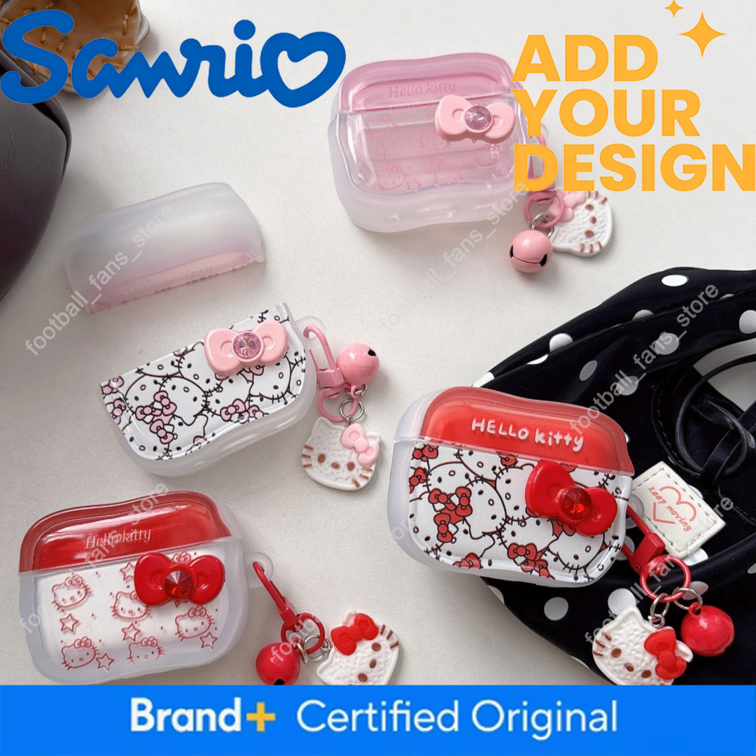 Cute Sanrio Bowknot Hello Kitty Earphone Case For Apple Airpods 2 4 Pro2 Pro 3 Bluetooth Headset Protective Cover With Pendant c2