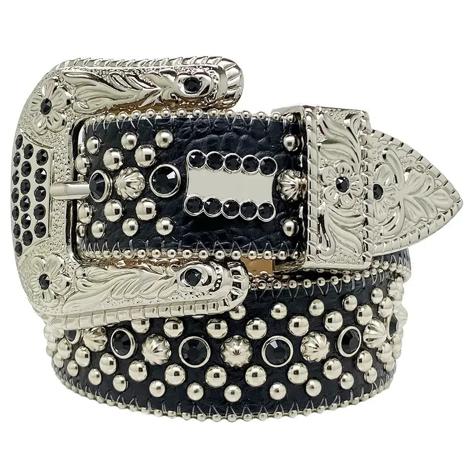 Universal Men Women Unisex Fashion Waist Belts 2026 Fashion Designer Bb Simon Belts For Men Women Shiny Diamond Belt On Black PU synthetic casual fa