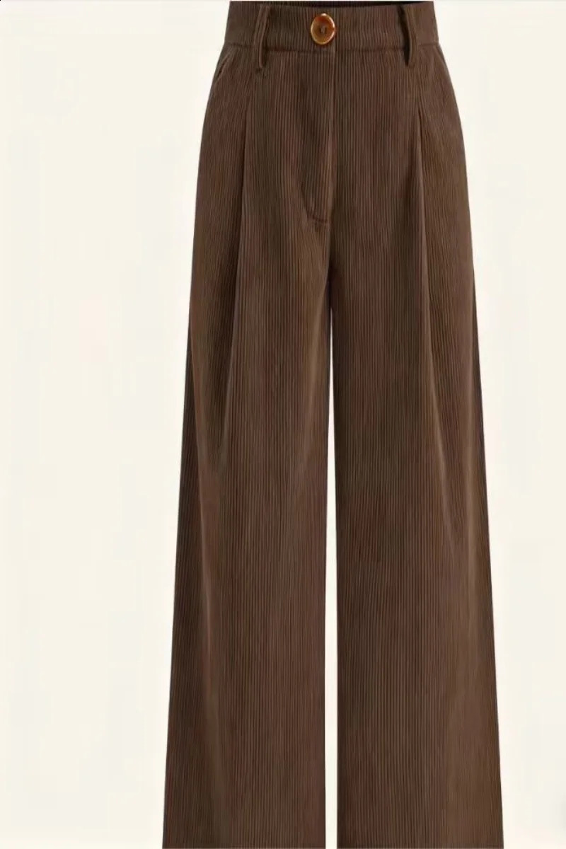 Autumn and Winter Retro Corduroy Pants Casual and Versatile for Commuting High-Waisted Elastic Waistband Pants 260916