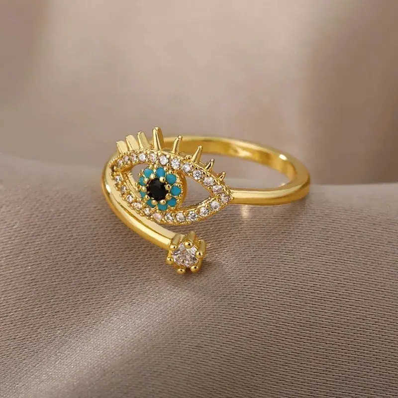 Band Plain Ring Jewelry Open Ring Quality Devil's Eye Blue Eyes Inlaid Diamond Personality wedding Bring Different Experience Sol S260916D9FV