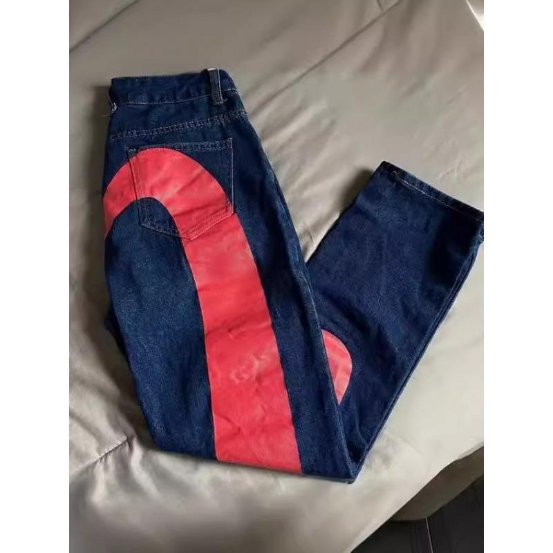 EVISUUUU Autumn Y2K Retro Hip Hop Straight Leg Jeans Men Women Couple Casual Versatile Washed Denim Pants S-XXL