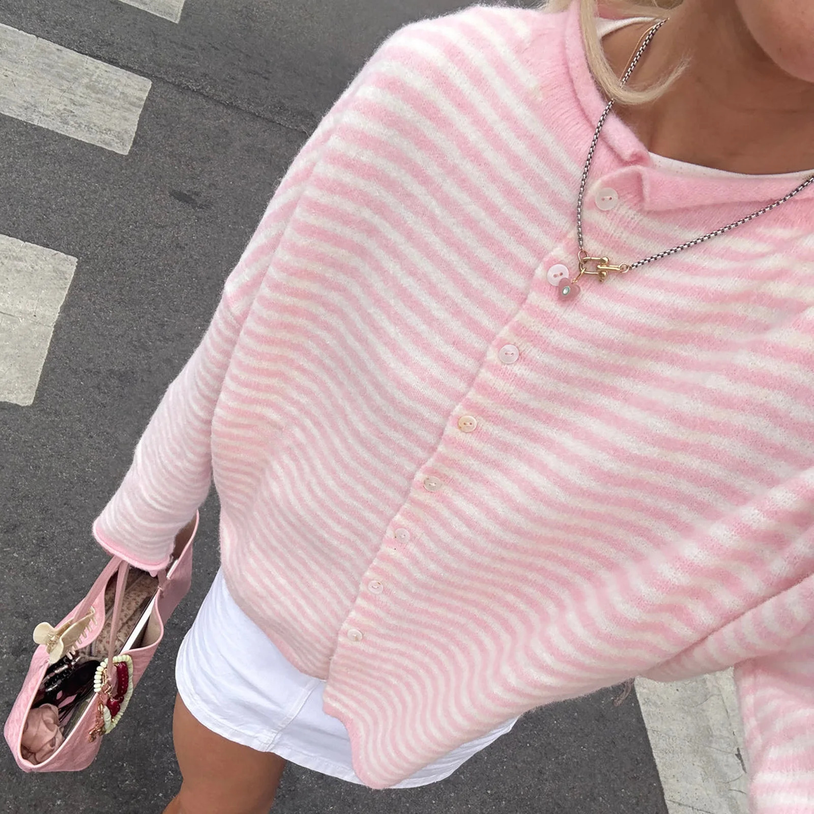 Casual Loose Cardigan For Women Autumn Long Sleeve Knitwear Y2K Outerwears Women's Fashion Stripes Sweater Female Top 260916