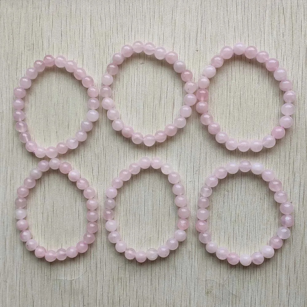 Pink Natural rose quartz Stone 8mm Beads Reiki Healing Handmade Bracelets Bangles Gift jewelry Wholesale 6pc 260916