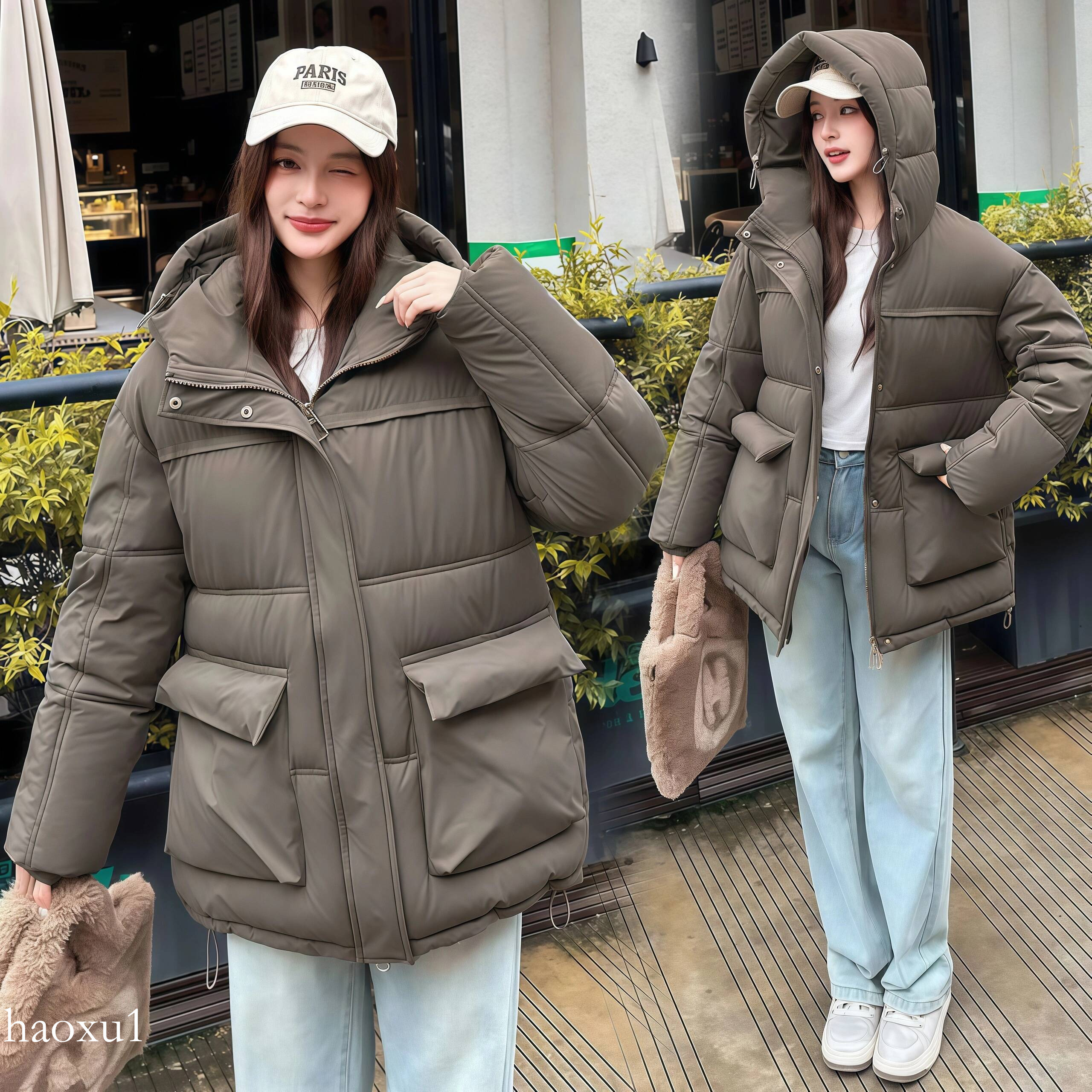 Winter Jacket for Women Thickened Hooded Loose Fit Korean Style Puffer Jacket Small and Plus Size Trendy Cotton Coat