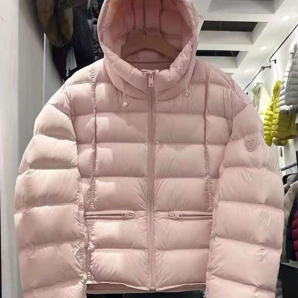 Ribbed hooded jacket 2026 short style new duck down slimming petite coat