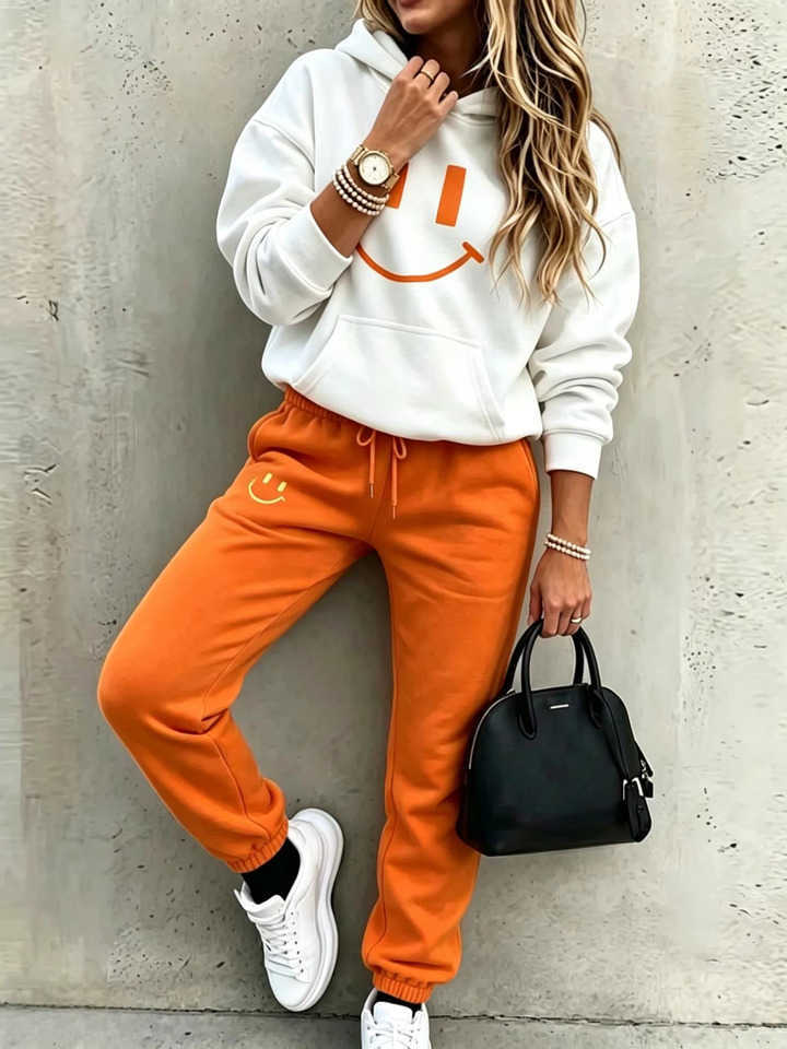 Face Women Print 2 Piece Tracksuit Set Long Slve Hoodie Pullover Top Drawstring Jogger Pants Casual Loose Matching Loungewear Strt Outfit S2609161PD