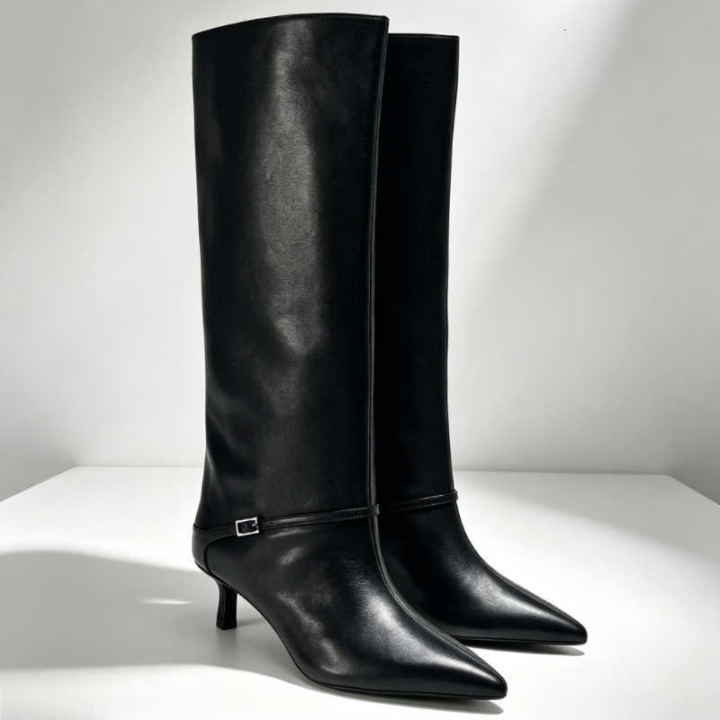 Rider Winter Heels Sexy Kitten Boots Woman British Style Pointed Toe Knee-High Boots fashion Decoration Designer Boots D260916