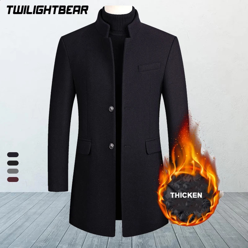 Winter Jackets Men Wool Blends Coats Solid High Quality Streetwear Business Thicken Woollen Overcoat Men's Clothing 4XL 260916