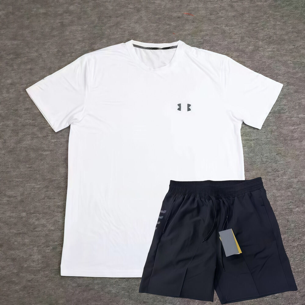 Under Amourr Tracksuit High Street Hip Hop Sportswear Men Women Running Under Shirt Shorts Set Round Neck Breathable Summer High Quality Hot Sale Tr