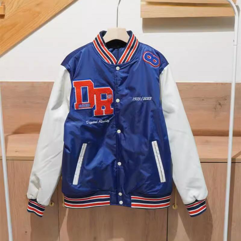 Designer Style Nouvelle Arrivée Hommes Color Block PU Manches En Cuir Bomber Veste Lettre Patch Rembourré Baseball Varsity Veste Casual Automne H