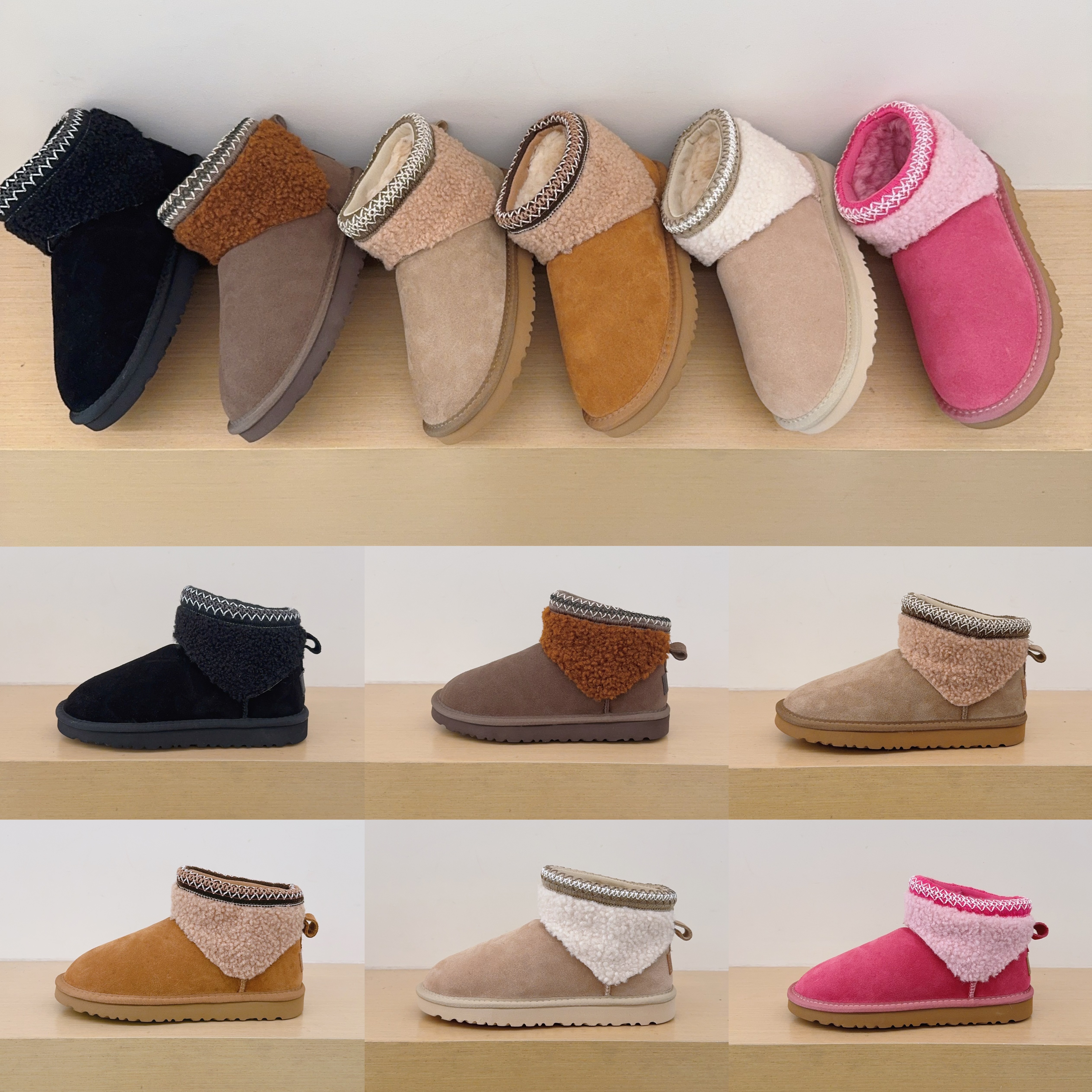 Designer Shoe Goldenstar Evelina Clog Slippers Women Men Tasmanitys Slides Bow Tazz Boots Suede Furry Lined Buckle Strap Fall Driftwood Chestnut San