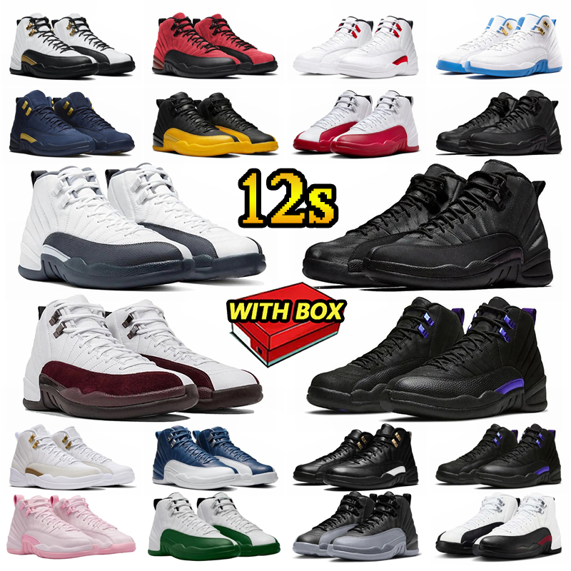 With Box Men Basketball Shoes Jadan 12 12s Stealth Game French Blue Royal Dark Concord Black Grind Playoff Royalty Release Sports 40-47