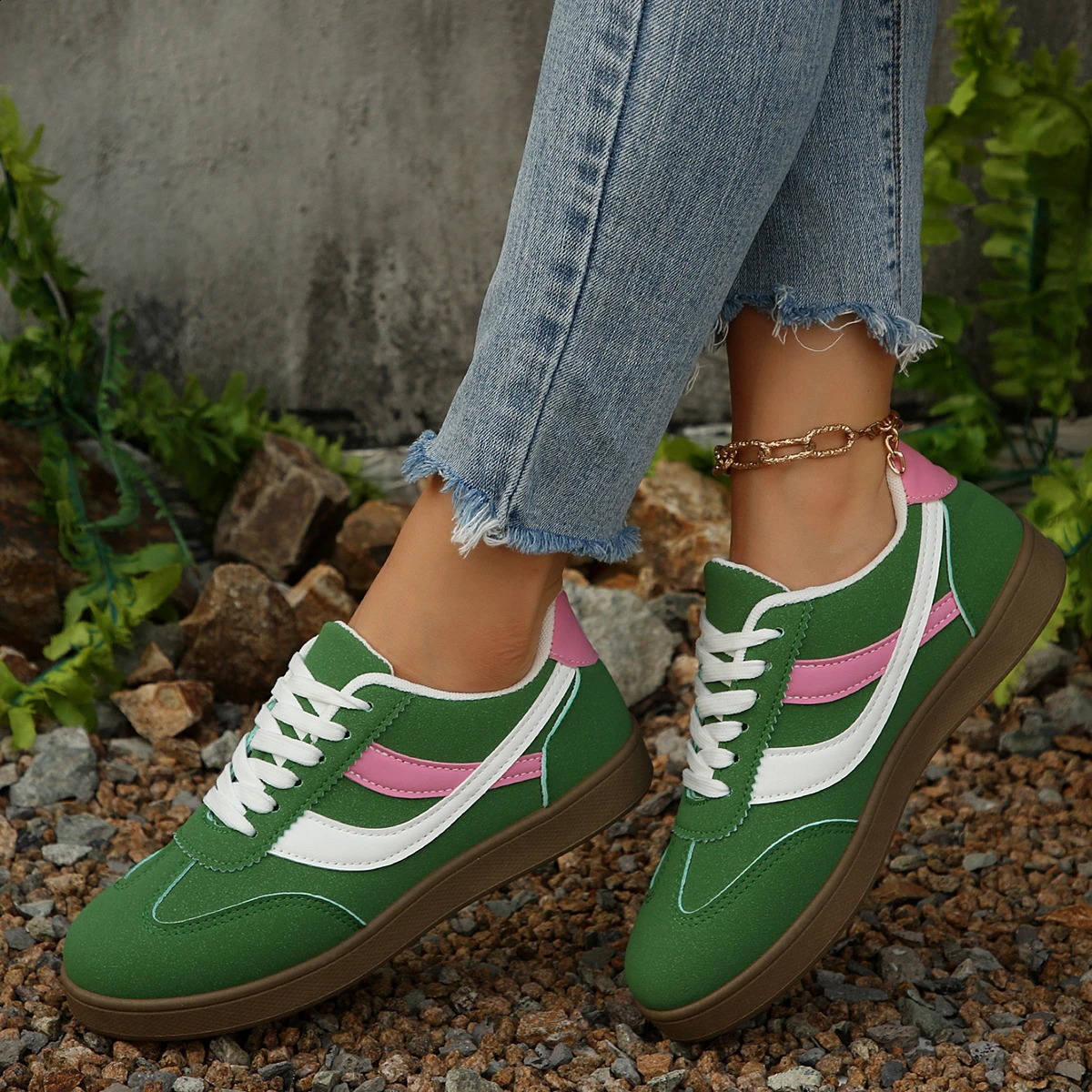 Womens Fashion Casual Sneakers Comfortable Lace Up Flat Shoes Tennis Zapatillas De Muje 3543 260917
