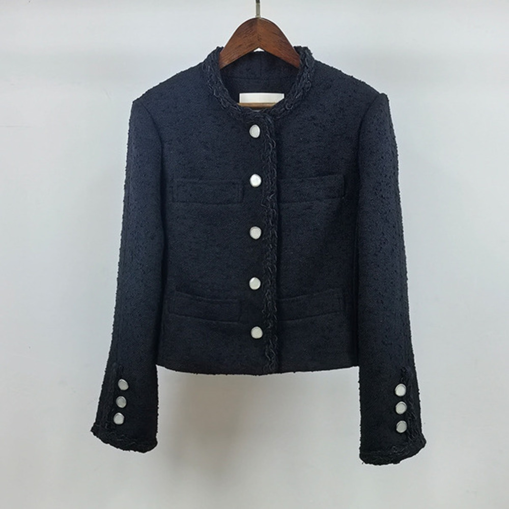 Designer New Style Petite Elegant Commuting Coat With Ribbon Trim Tweed Women's Jacket faae c0d9