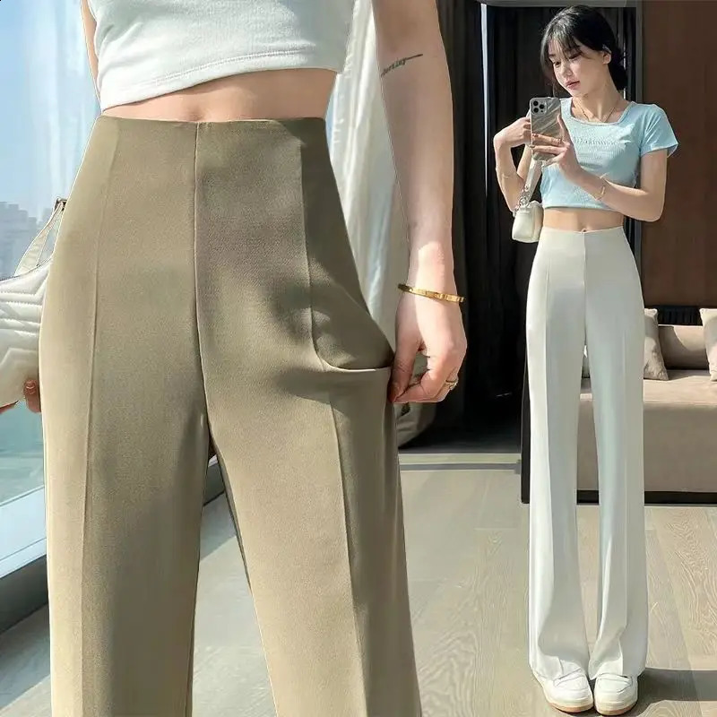 Sexy Trousers Woman Solid High Waist Tailoring Womens Pants Zipper Office Work Clothing Khaki Classic Vintage Casual Cotton 260916