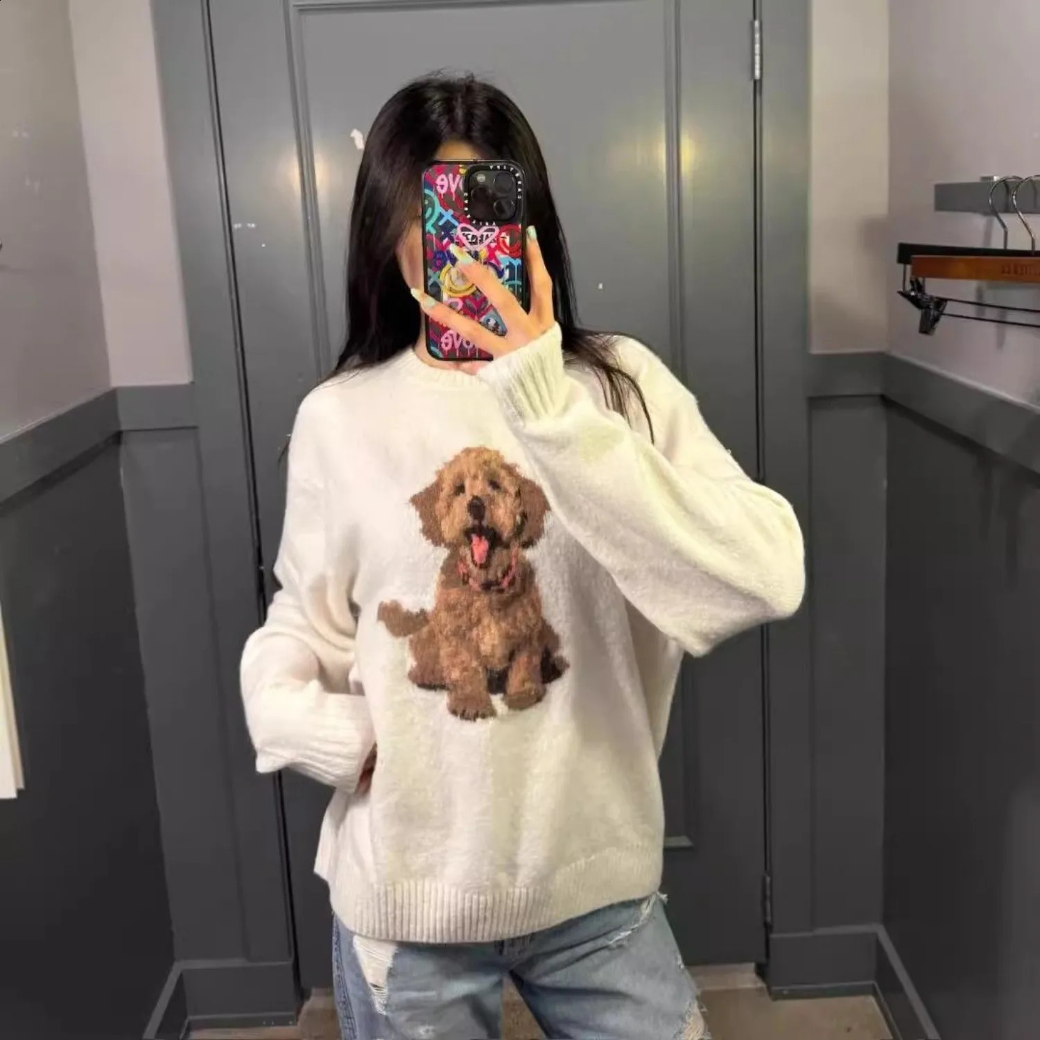 Japan Sweet Cute Cartoon Print Knitted Sweater Women's Clothing Autumn Winter Knit Pullover Streetwear Long Sleeve Coats Tops 260916