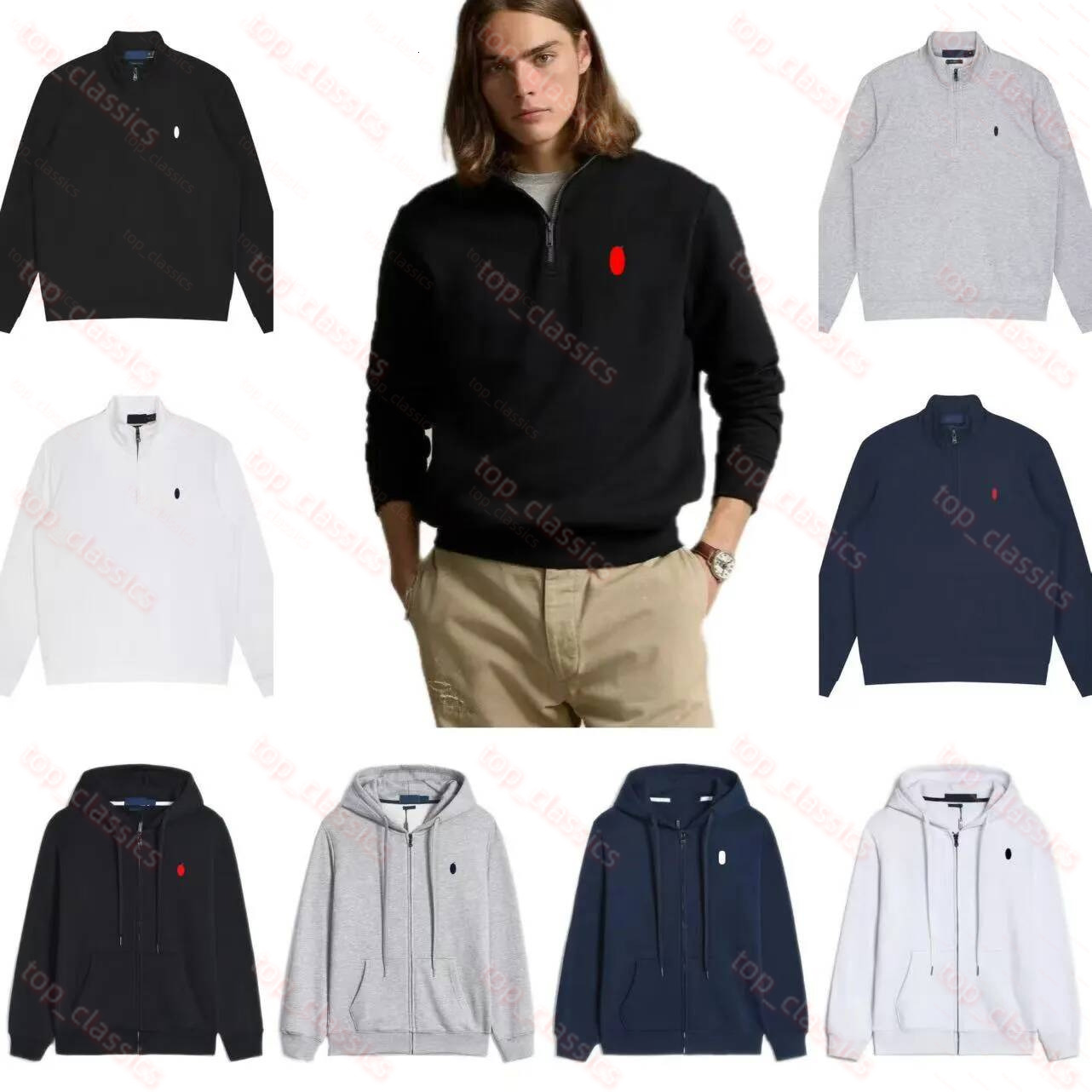Ralfh Luren Hoodie Mens Hoodie Designer Polo Hoodie Sweater Men Quarter Zip Tracksuit Sweatpants Pullover Hoodies Men Zip Up Hoodie Jacket Tracksuit
