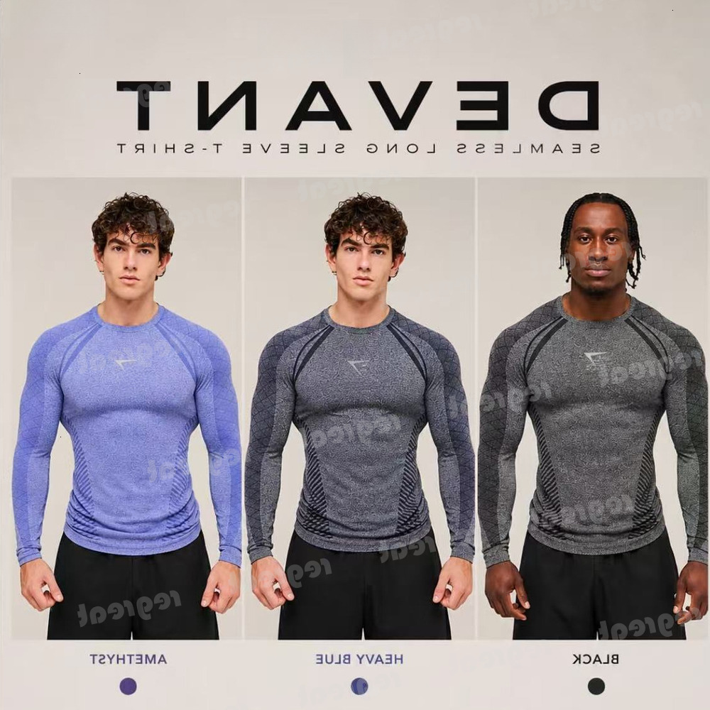 GYM set devant shirt sharkes mens T-Shirts Gym Clothing Men Round Neck GYM sharkes set men pants Sports Long-Sleeved Run Fitness Vest Casual T shirt