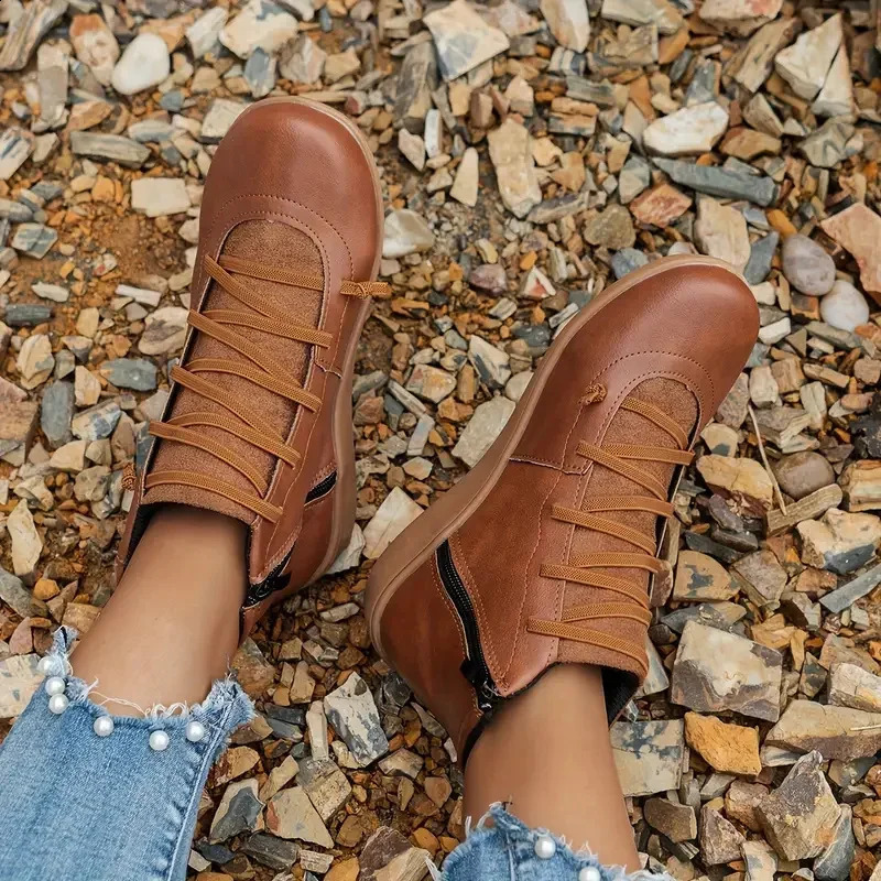 Women Boots Winter Flat Short Vintage Comfortable Snow Antislip Walking Shoes for Botas De Mujer 260916