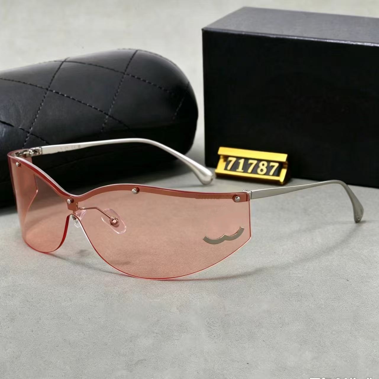Top luxury Sunglasses Brand designer womens Mens Goggle senior frameless glasses Polarized UV Protection Vintage Letter Metal Sun Glasses With Box
