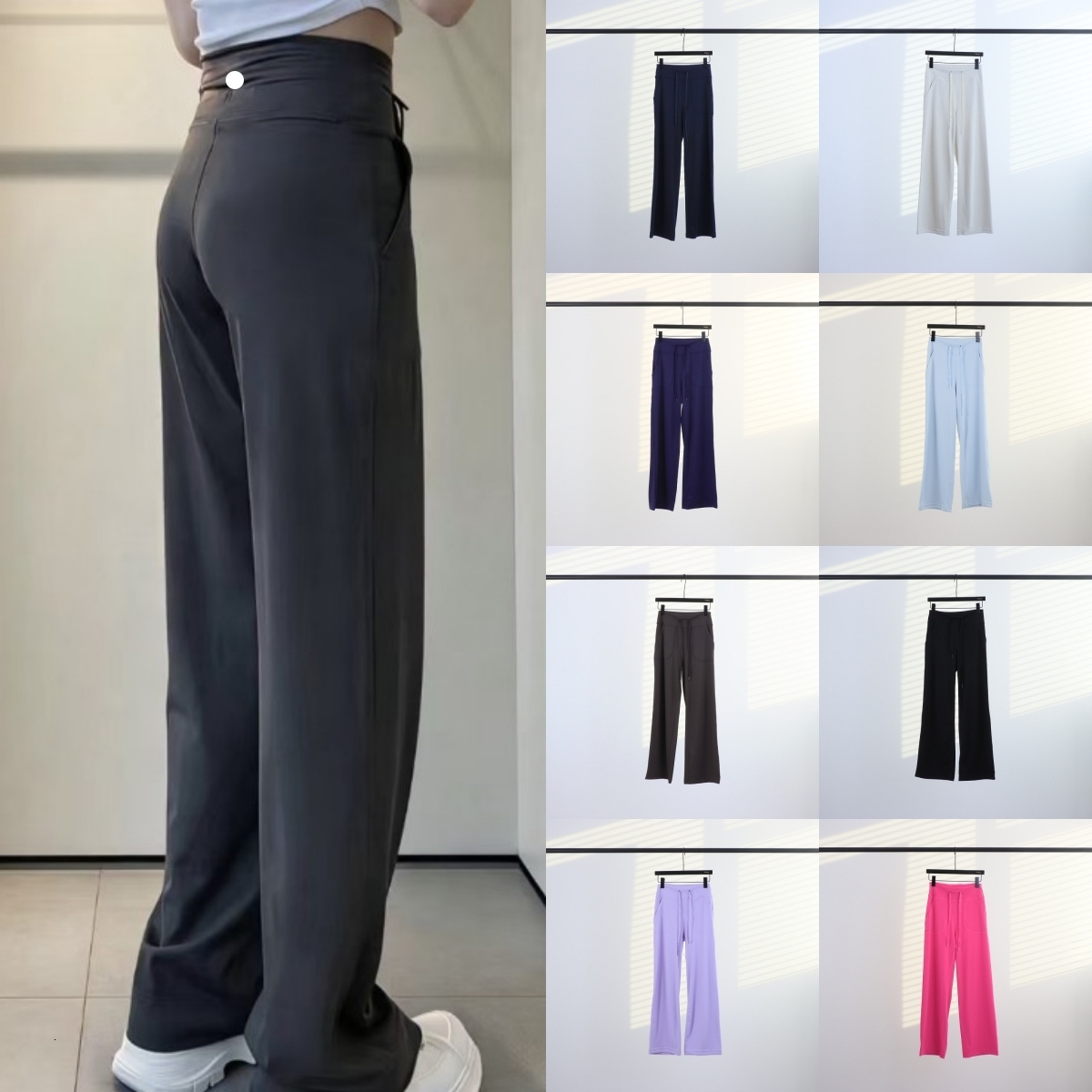 Women Yoga Pants Gym Workout Pants High Waist Drawstring Straight Leg Loose Slimming Long Pants Wide Leg Casual Running Fitness Sports Lounge Pilate