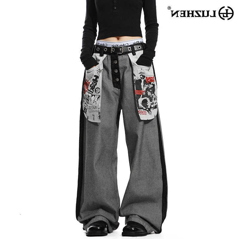 2025 New Personalized LUZHEN Pockets Patchwork Design Straight Casual Pants Men's Stylish High Street Trousers JY5395 D260916