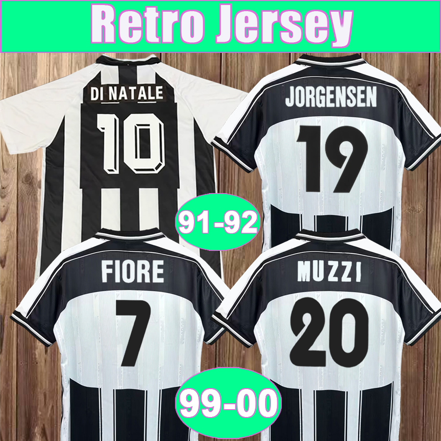 1991 2000 Udinese Mens Retro Soccer Jerseys JORGENSEN MUZZI FIORE POGGI MANFREDINI LOCATELLI DI NATALE Home Vintage Football Shirts Adult Uniforms