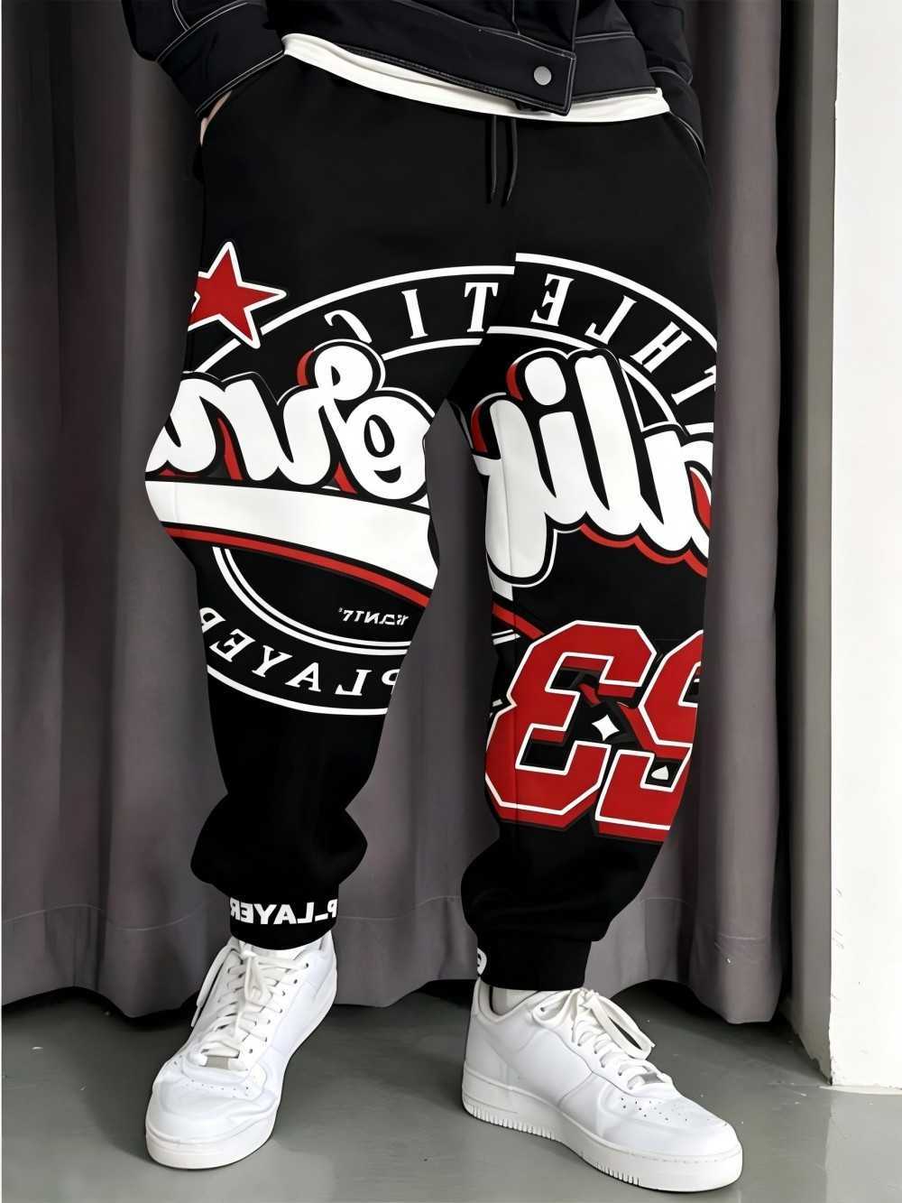 New European and American Men's Autumn California Letter 23 Printed Comfortable Soft Drawstring Pants Outdoor Street Style Pants D260916