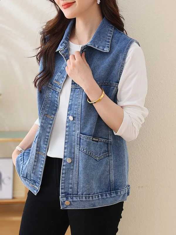 Vest Faionable Embroidered Letter Denim Women's Spring Summer New Sle Svel oulder Pad Thin Outerwear Collar ...W260915